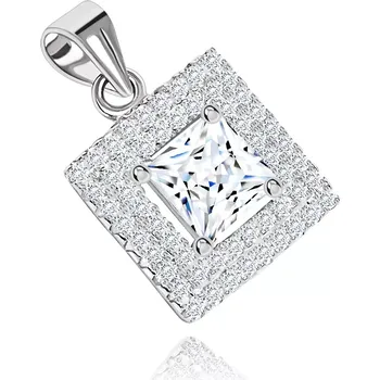 Přívěsek Přívěsek, stříbro 925, čirý zirkonový čtverec, dvojité lemování ze zirkonků