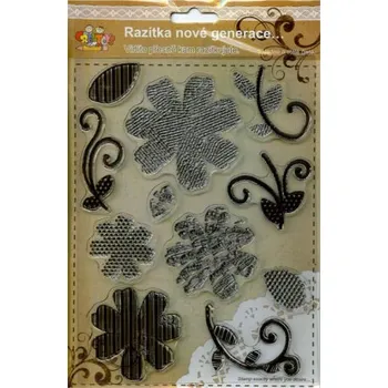 Dětské razítko Gelová razítka - květy a stonky - proužkované, tečkované a s notami