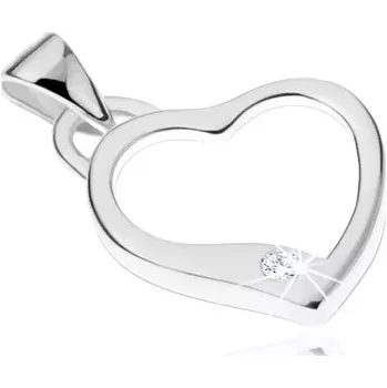 Přívěsek Přívěsek ze stříbra 925 - kontura nepravidelného srdce, čirý zirkon