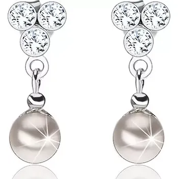 Náušnice Náušnice, stříbro 925, čiré krystalky Preciosa, syntetická perla, puzetky