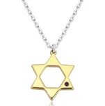 Stříbrný 925 náhrdelník - Davidova hvězda ve zlatém odstínu, černý diamant