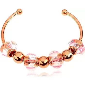 Náramek Náramek na ruku z oceli 316L, měděná barva, skleněné a ocelové korálky