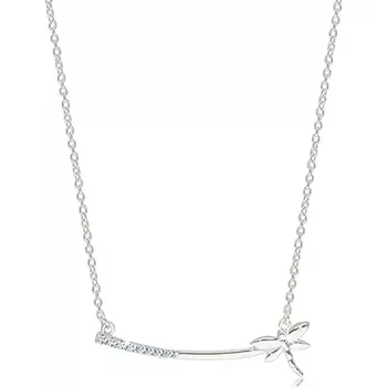 Náhrdelník Stříbrný 925 náhrdelník - lesklá vážka na úzké tyčince se zirkonky čiré barvy