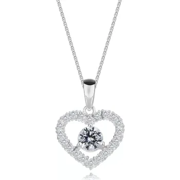 Přívěsek Náhrdelník ze stříbra 925 - symetrické srdce, ramena se zirkony, kulaté zirkony