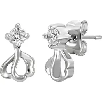 Náušnice Ocelové náušnice - čirý zirkon, květ