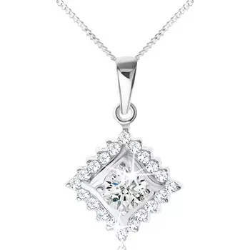 Náhrdelník Náhrdelník ze stříbra 925, přívěsek ve tvaru čtverce s čirými zirkony