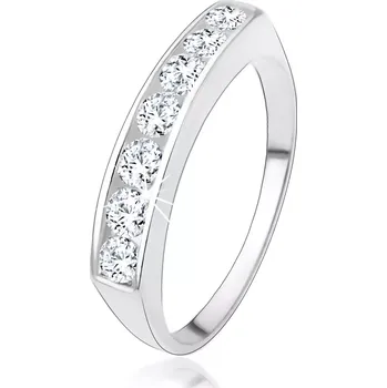 Prsten Zásnubní prsten ze stříbra 925 se vsazenou linií čirých zirkonů - Velikost: 49