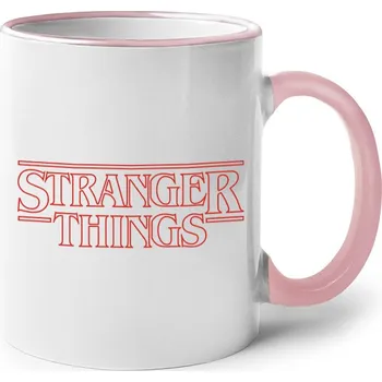 Keramický hrnek Stranger Things, Barva Růžová, Velikost 330 ml, Canvas Keramický hrnek s barevným uchem Bezvatriko.cz 0607 - 1xS