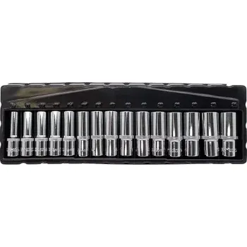 Gola hlavice Nástrčné hlavice 1/2", 10 - 24 mm, CrV, prodloužené, sada 15 dílů, Welzh (Welzh Werkzeug)