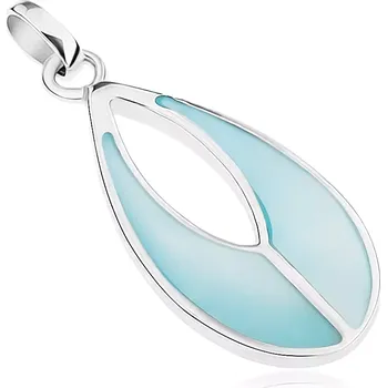Přívěsek Přívěsek ze stříbra 925, slza s výřezem, světle modrá perleť, stříbrný lem