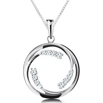 Náhrdelník Náhrdelník ze stříbra 925, přívěsek - kruh s oddělenými liniemi a zirkony
