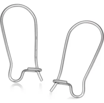 Náušnice Lesklé háčky s uzavíráním na náušnice, stříbrná barva, ocel 316L