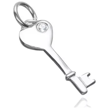 Přívěsek Přívěsek ze stříbra 925 - klíč se srdcovou hlavou se zirkonem
