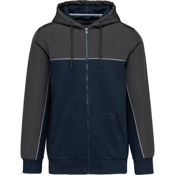 Pánská mikina WK. Designed to Work Pánská pracovní mikina s kapucí a zipem WK410 Barva: Modrá námořní - Šedá tmavá, Velikost: XL