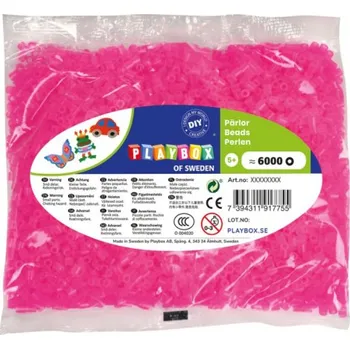 Dětské navlékací korálky Zažehlovací korálky - 6 000 ks - růžové průhledné