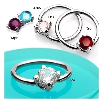 Piercing Piercing kroužek se zirkonem ve tvaru čtverce - Barva zirkonu: Červená - R