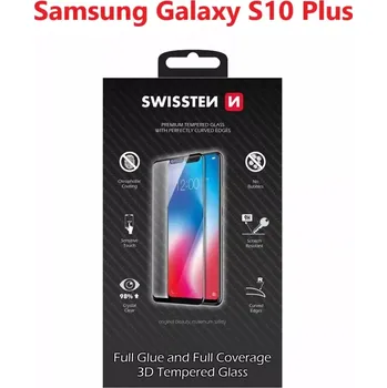 Sklo Swissten Ultra Durable 3D Full Glue Glass Pro Samsung G975 Galaxy S10 Plus Černé, 8595217467316