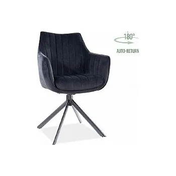 Jídelní židle Židle ALZA - otáčivá (S) nohy černé / látka bluvel 19 černá modř