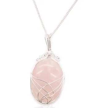 Souprava šperků AWM, Ltd, S3 8AL Indický náhrdelník z drahého kamene oválný - Růženín