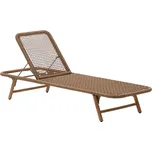 Kave Home Hnědé zahradní lehátko Dandara s dřevěnou podnoží
