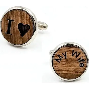 Manžetový knoflíček Manžetové knoflíčky dřevěné Miluji svou ženu