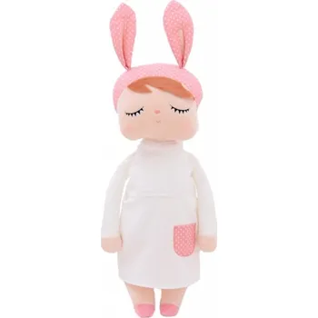 Panenka Metoo Hadrová panenka XL s oušky v bílých šatičkách, 70cm