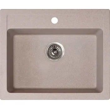 Nerezový dřez Metalac Inko Metalac Inko, dřez X GRANIT QUADRO 60, otvor pro baterii, 600 x 500 mm, průměr 90 mm pro sifon, tl. 12 mm (béžový), včetně sifonu