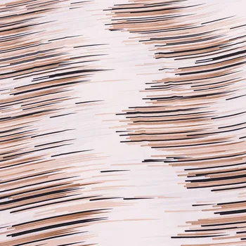 Šatovka / polyesterové hedvábí 30931 hnědé a černé čáry na smetanové, š.140cm (látka v metráži)