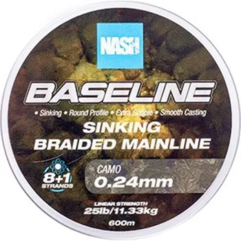 NASH - Pletená šňůra Baseline Sinking Braid Camo 600 m 0,24 mm 11,33 kg