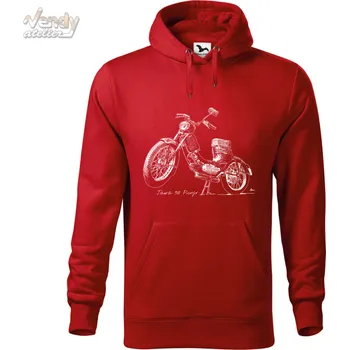 Dámská mikina Mikina - Jawa 50 Pionýr Pařez Barva: Červená (07), Velikost: XXL, Střih: Pánské