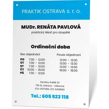 Ordinační hodiny pro lékaře s vlastním textem