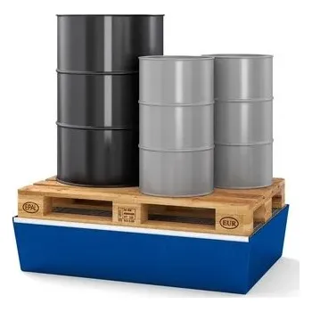 Olejová vana HTI Záchytná vana z oceli pro 2 sudy, lakovaná, s roštem, 1236x815x255 mm