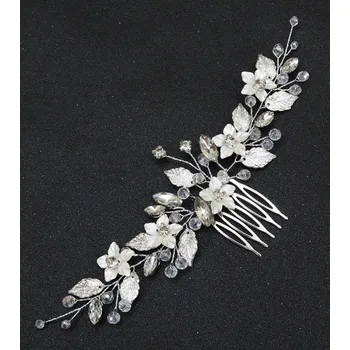 Ozdoba do vlasů B-TOP Postříbřený hřeben do vlasů s květy a lístky