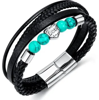 Náramek Pánský ocelový náramek LOve Černý 21cm Titan Jewerly 97k-cube