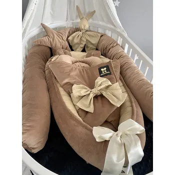 Hnízdečko pro miminko Set do postýlky Mimoušek velvet mandle bavlna béžová