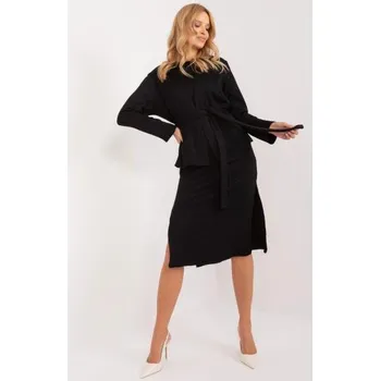 Dámský komplet s midi šaty černý
