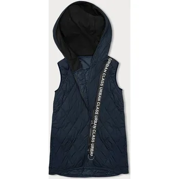 Dámská vesta Tmavě modrá prošívaná dámská vesta s ozdobnou páskou (16M9118-215), odstíny modré XL (42) i392_22772-53