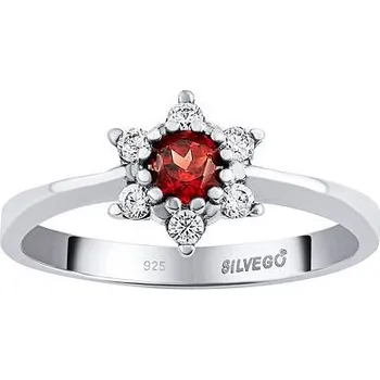 Prsten Stříbrný prsten Leana s přírodním granátem a Brilliance Zirconia velikost obvod 52 mm JSW3007SGR-obvod 52 mm