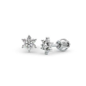 Náušnice SOLUNA Zlaté DIAMANTOVÉ dívčí náušnice STAR bílé zlato na šroubek