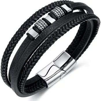 Šperk Pánský ocelový náramek Coner Černý 21 cm Titan Jewerly PH1503