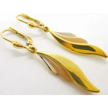 Náušnice Klenoty Budín Dámské visací náušnice ze tří barev zlata s gravírováním 585/2,48gr HK2235 (Klenoty Budín Dámské visací náušnice ze tří barev zlata s gravírováním 585/2,48gr HK2235)