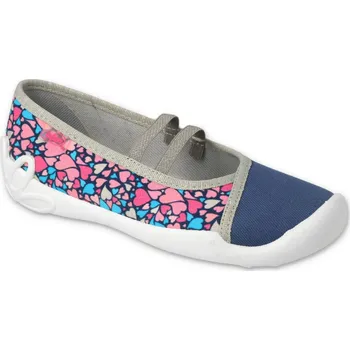 Dívčí bačkory BEFADO 116Y303 dívčí balerínky modré srdíčka 35 116Y303_35