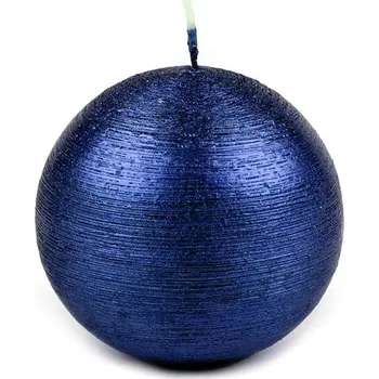 Adventní / vánoční svíčka koule metalický lesk Ø8 cm - 8 modrá královská