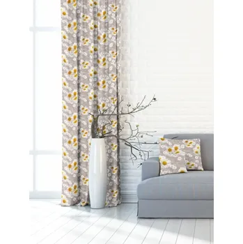 Závěs dekorační nebo látka, OXY Chryzantéma, béžová, 150 cm