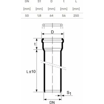 Kanalizační potrubí Vnitřní kanalizační potrubí HTplus, O 50 mm, 0,25m