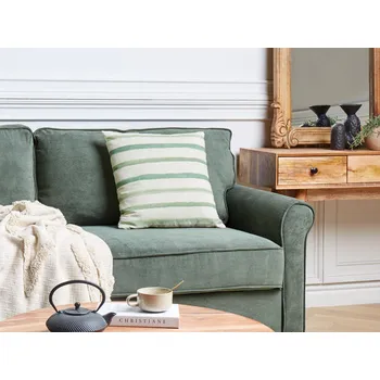 Dekorativní polštářek Polštář s pruhovaným vzorem 45 x 45 cm zelený dekorativní moderní doplněk do obývacího pokoje ložnice Beliani