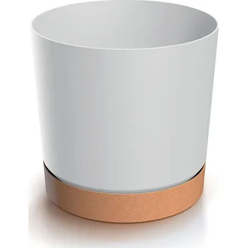 Květináč Květináč TUBOS PM s miskou bílý/hnědý matný, varianta 29,2 cm