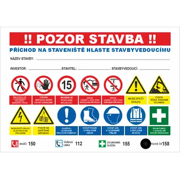 Značení Pozor stavba banner s oky 700x1000 mm