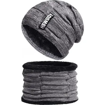 Nákrčník HSWBOY Zimní set 2v1 nákrčník a čepice Šedý Cixi 181207083712s5