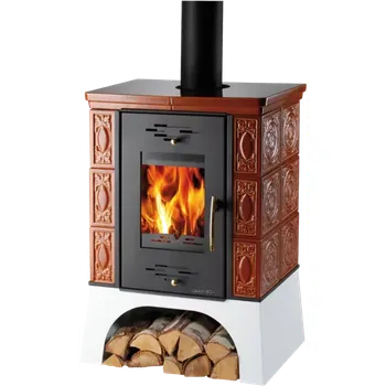 Krbová kamna HAAS+SOHN Kachlová kamna EMPOLI, černá / kachle karamel (DO VYPRODÁNÍ SKLADOVÝCH ZÁSOB)